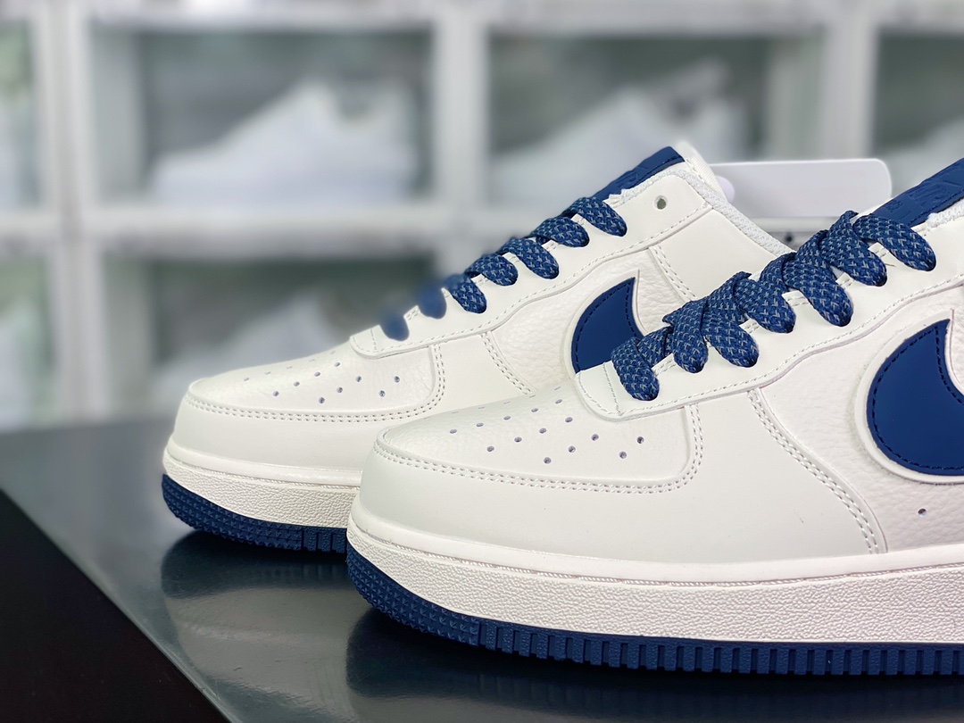 240 Air Force 1’07 Low"Beige White/Royal Blue Reflective"空军一号经典低帮板鞋“皮革米白深蓝3M反光叠钩”GL6835-003