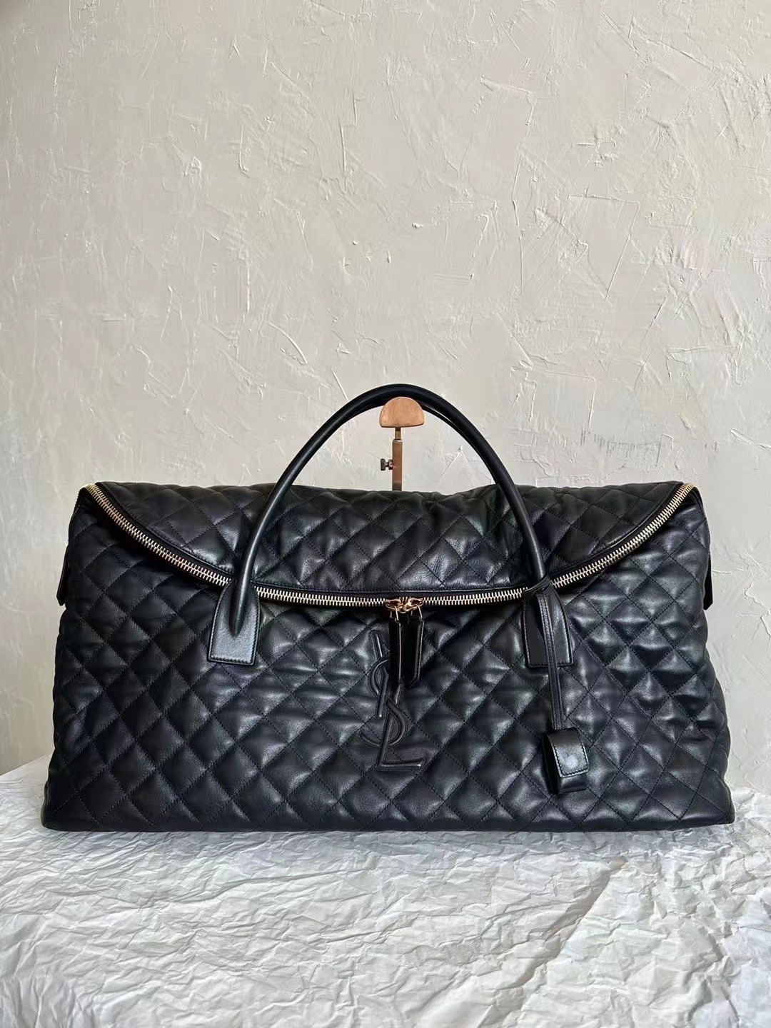 👜👜P 【Cuero original】Bolso de viaje nuevo 2023, bolso de viaje extragrande de cuero acolchado ES, hecho de algodón org…