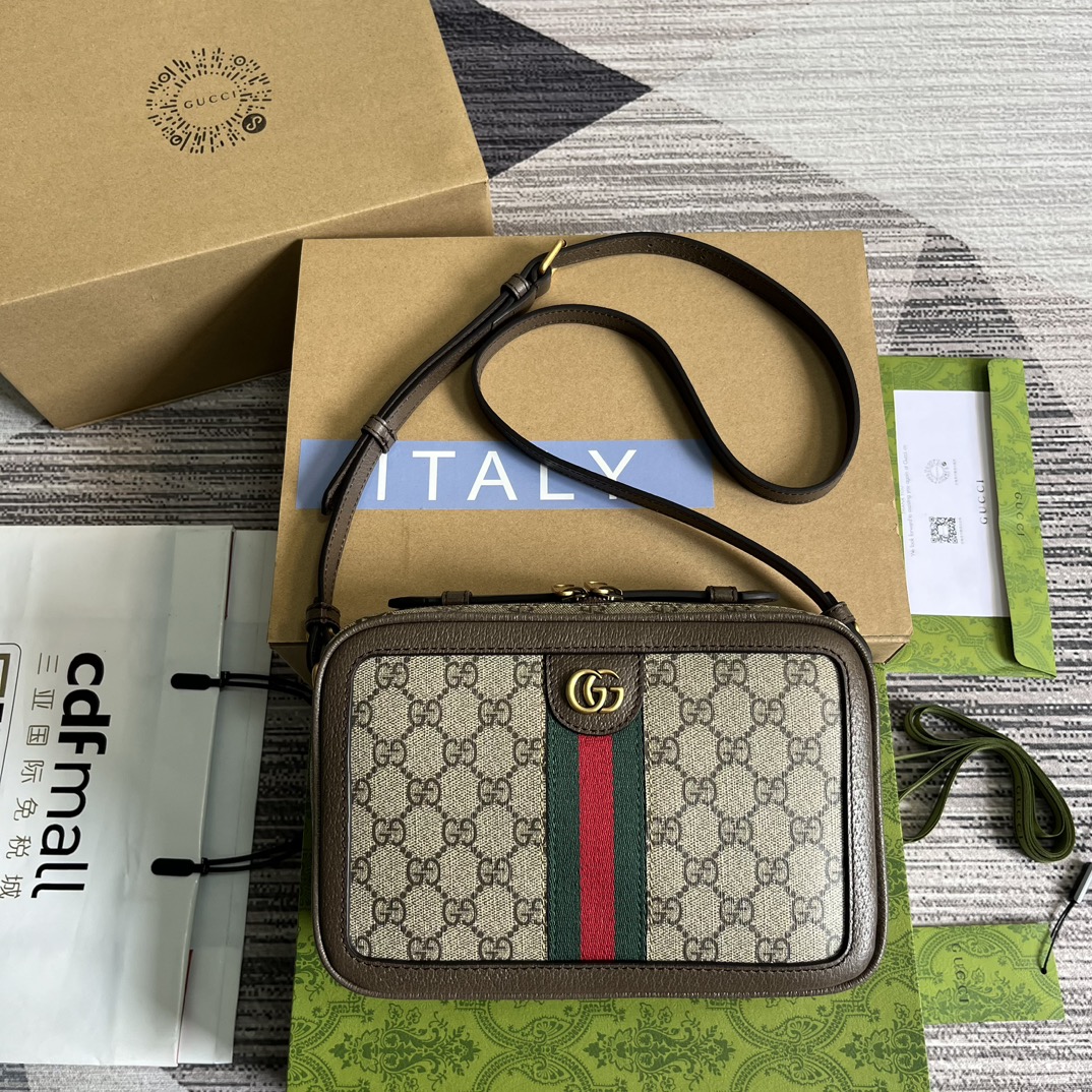 Gucci Ophidia Beżowy Brązowy Płótno PVC GG Supreme