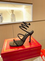 Luxury Shop
 Rene Caovilla Shoes Sandals Red Genuine Leather Sheepskin Silk Spring/Summer Collection Cleo