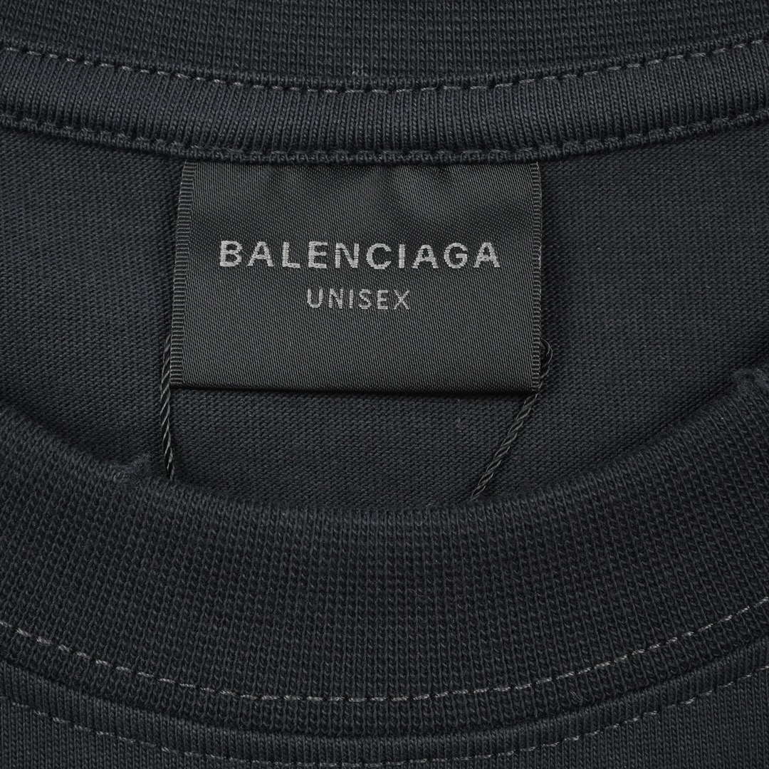 170 Balenciaga巴黎世家 23ss 直裂纹黑印花短袖