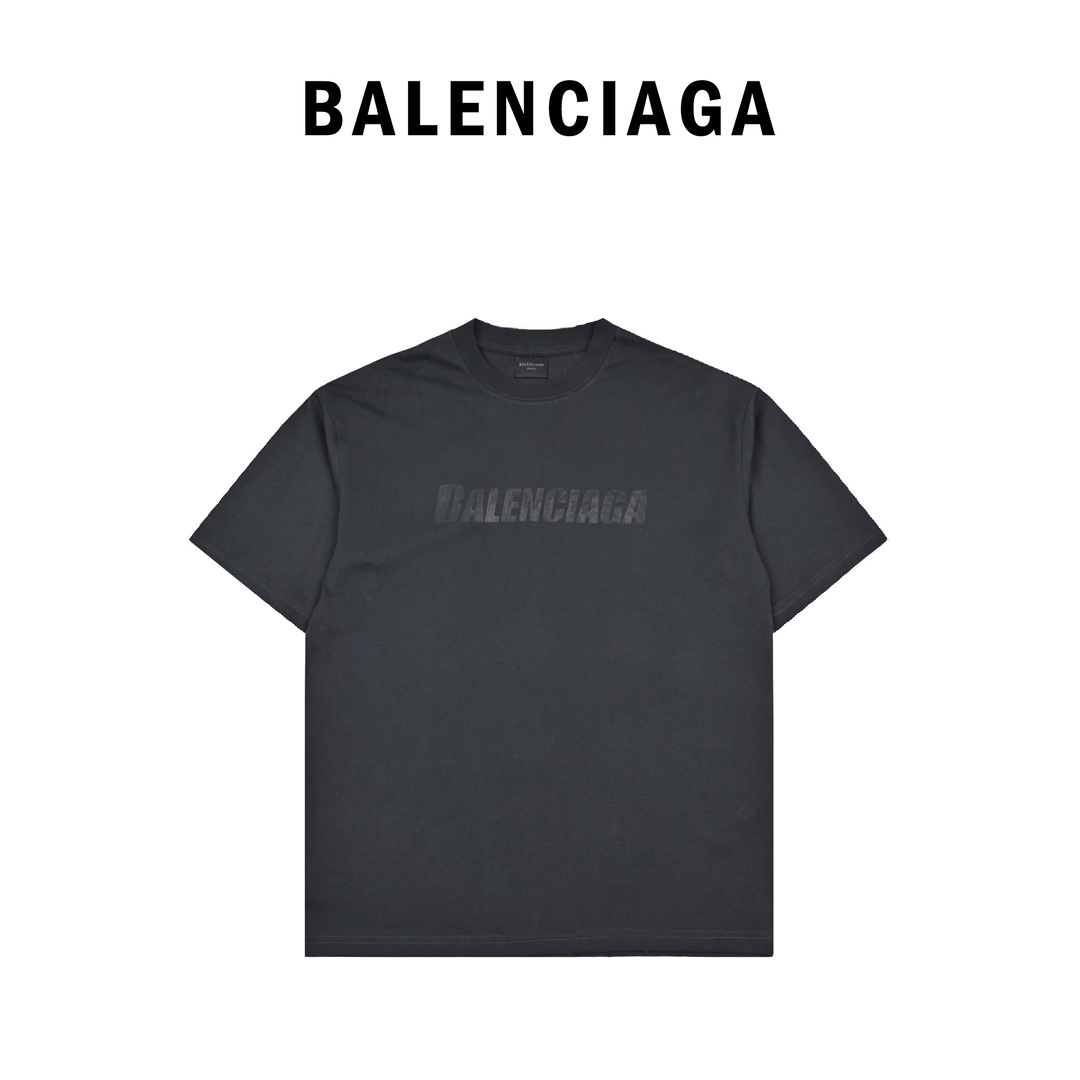 170 Balenciaga巴黎世家 23ss 直裂纹黑印花短袖