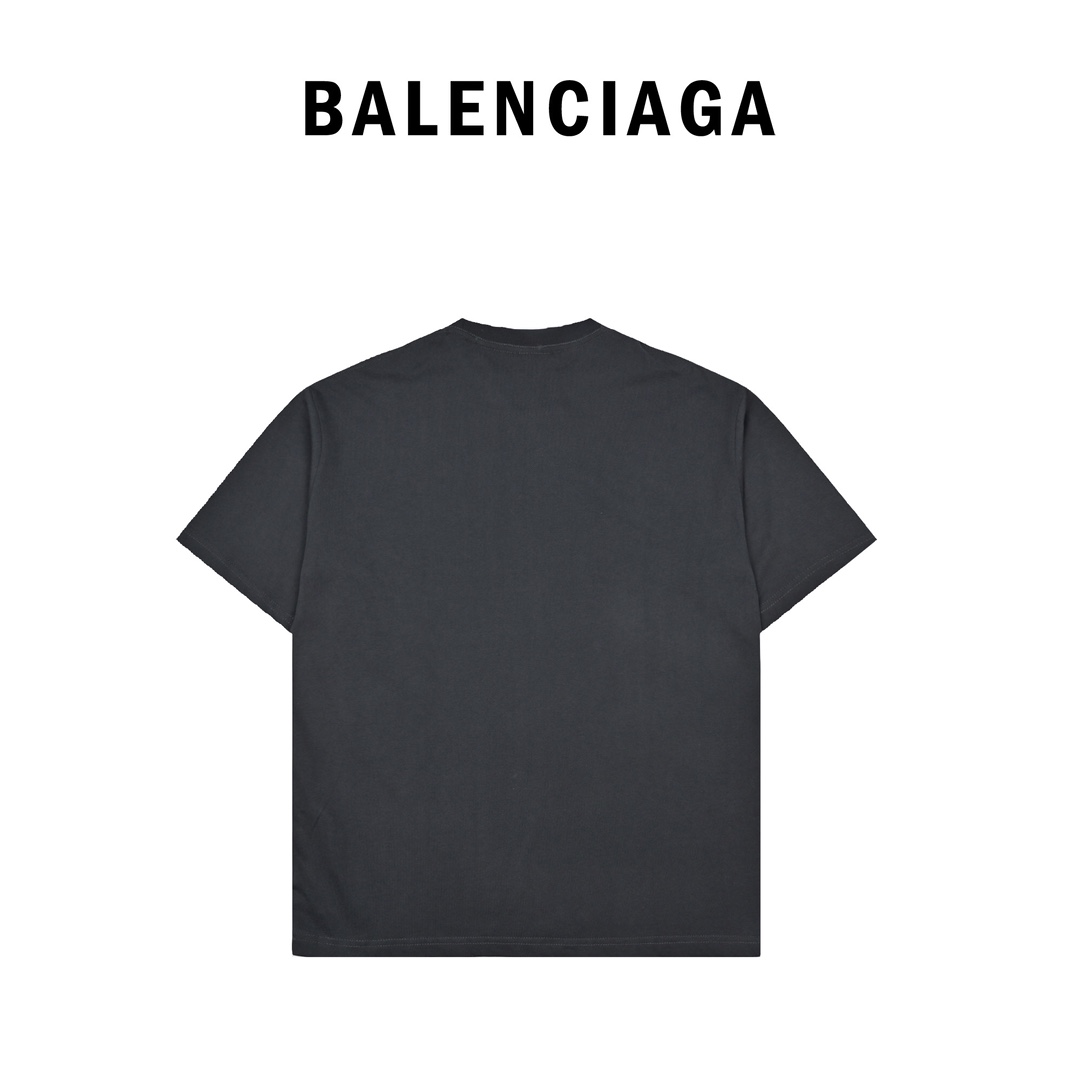 170 Balenciaga巴黎世家 23ss 直裂纹黑印花短袖