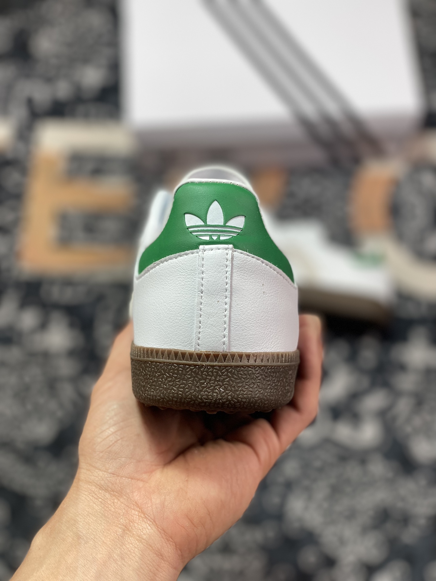 Adidas Originals Samba OG ”Classics Program” Samba dance shoes ”Joint white light gray dark green hot stamping” FX5398