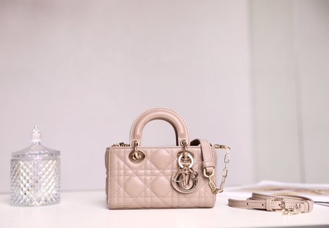 Dior Lady Perfect  Bags Handbags Apricot Color Gold Canvas Chains