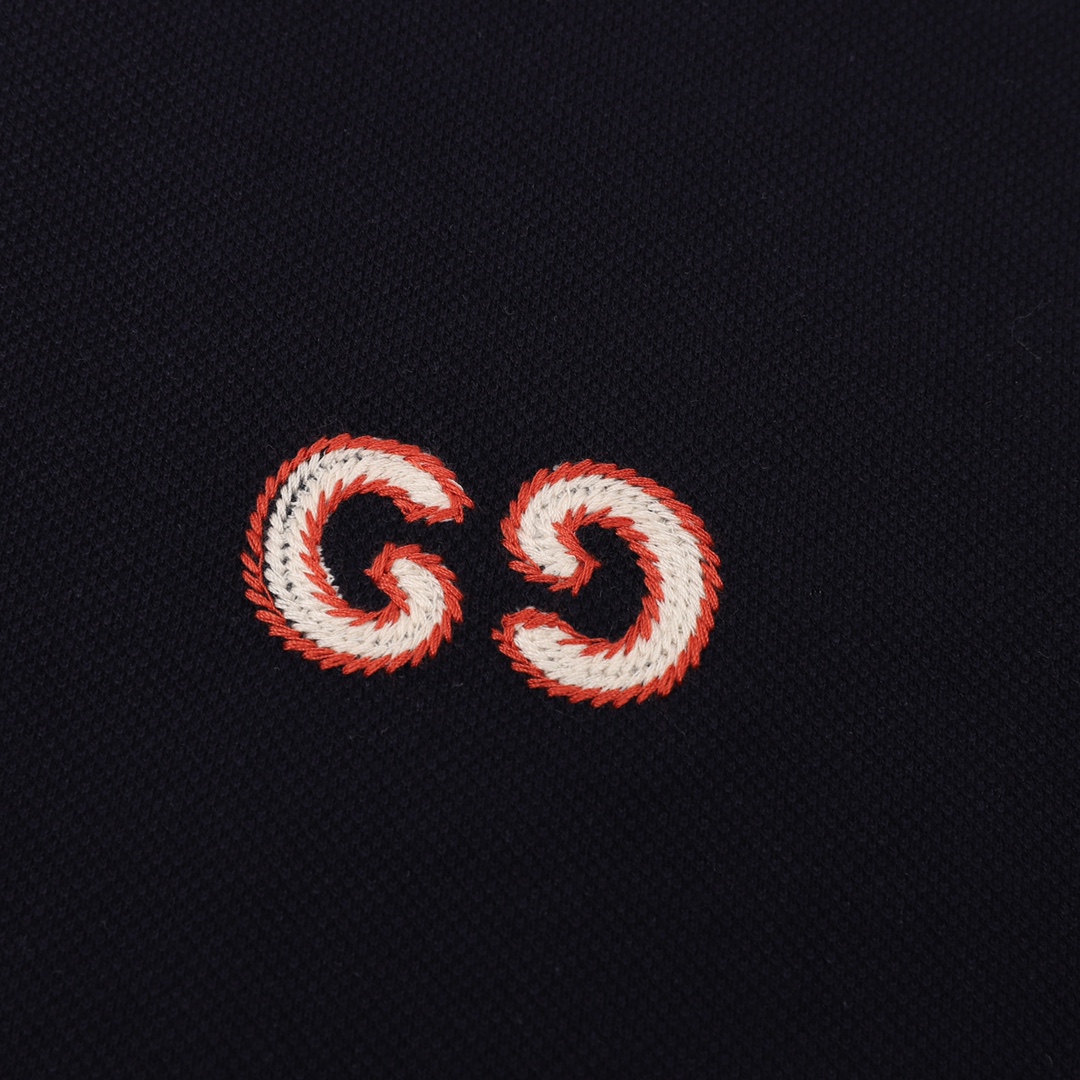 GUCCI/古驰 双G刺绣LOGO翻领Polo短袖