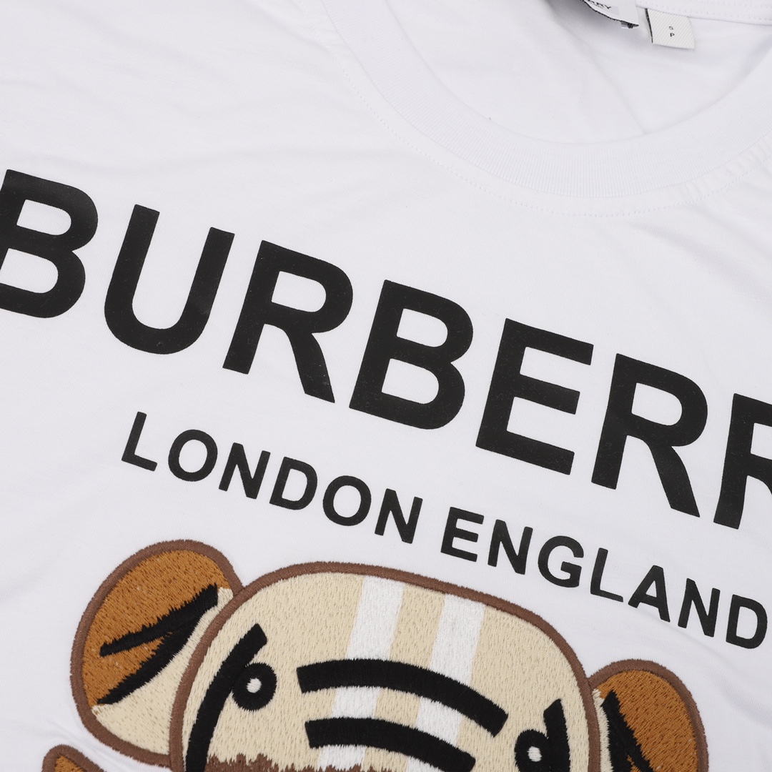 170 Burberry/巴宝莉 经典刺绣小熊LOGO圆领T恤