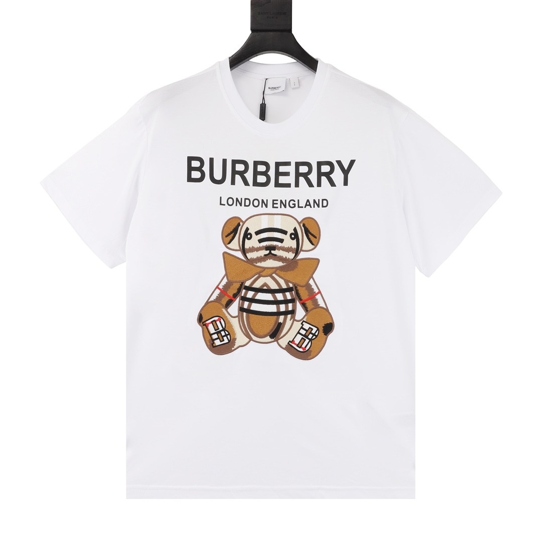 170 Burberry/巴宝莉 经典刺绣小熊LOGO圆领T恤