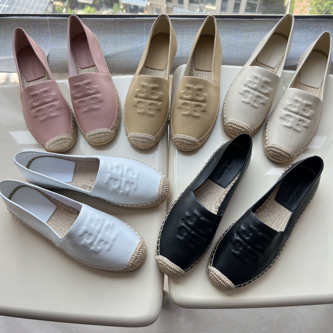 We Curate The Best
 Tory Burch Casual Shoes Espadrilles White Splicing Cowhide Rubber Sheepskin Fashion Casual
