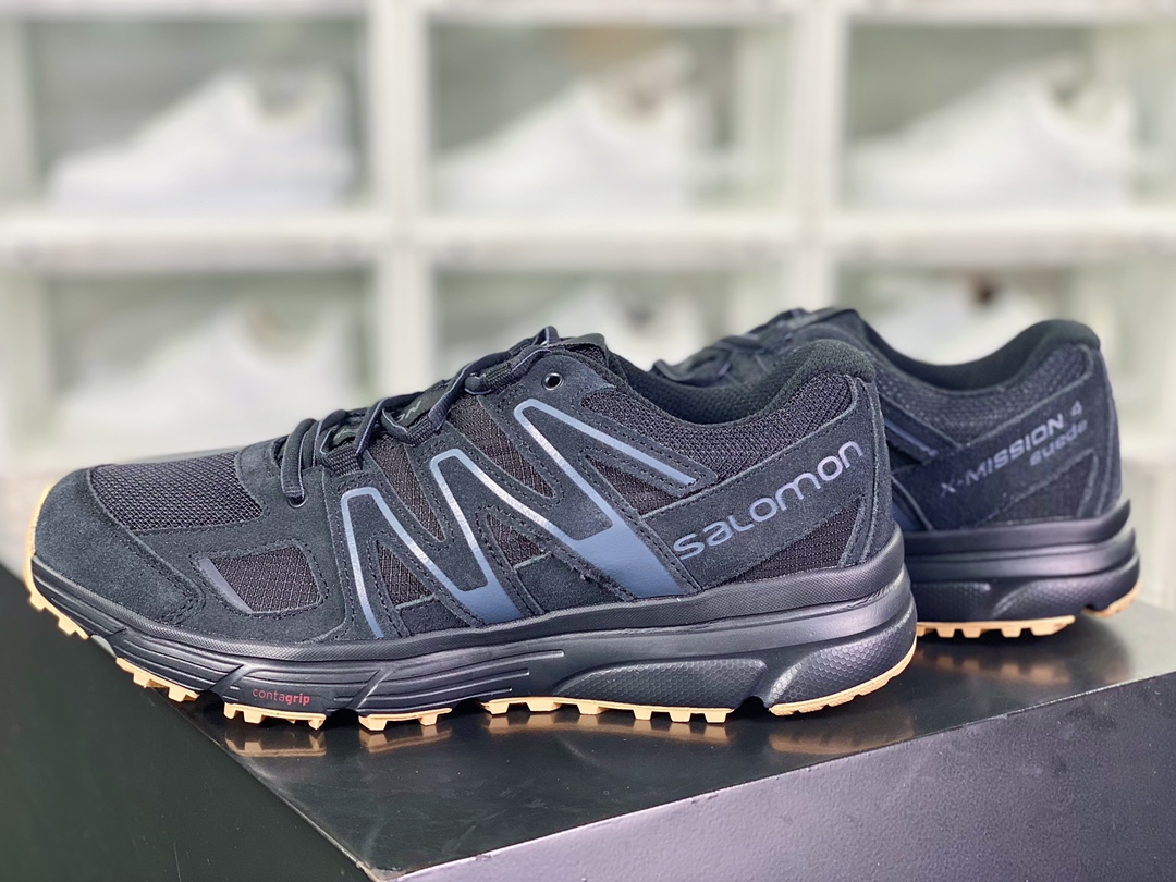 260 Salomon X-Mission 4 Suede"Black/Ebony/Gum"使命4代系列越野跑步鞋“黑灰生胶”416175