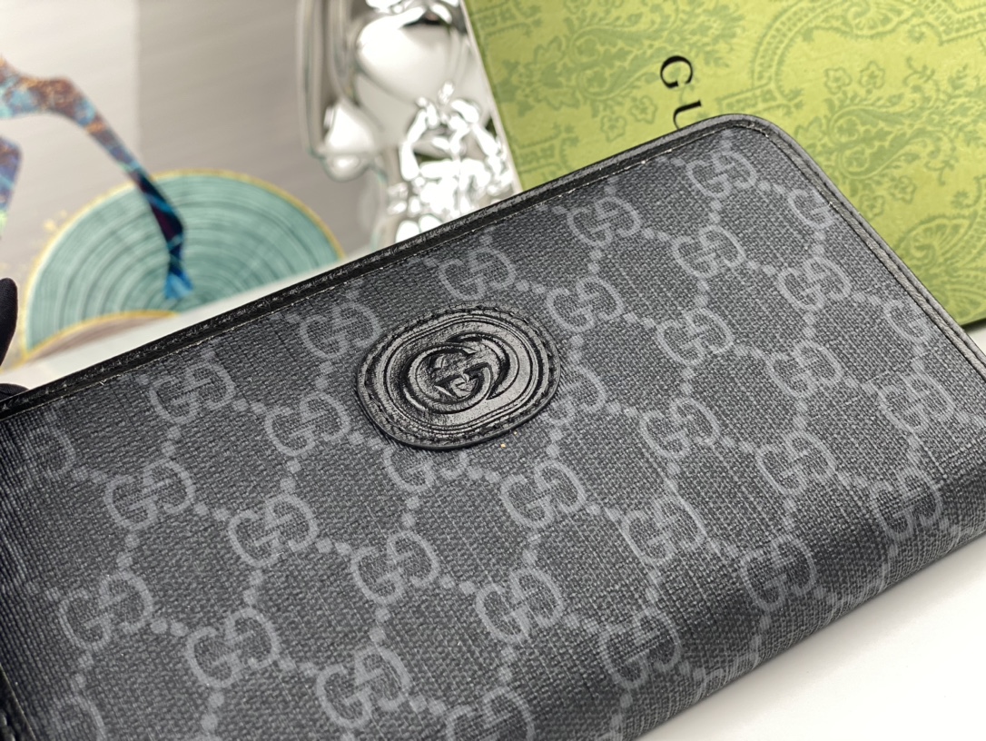 Gucci GG Supreme Zip Around Wallet Dark Blue GG Supreme Canvas Standard everyday