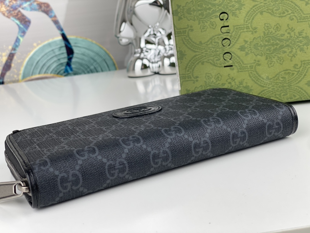Gucci GG Supreme Zip Around Wallet Dark Blue GG Supreme Canvas Standard everyday