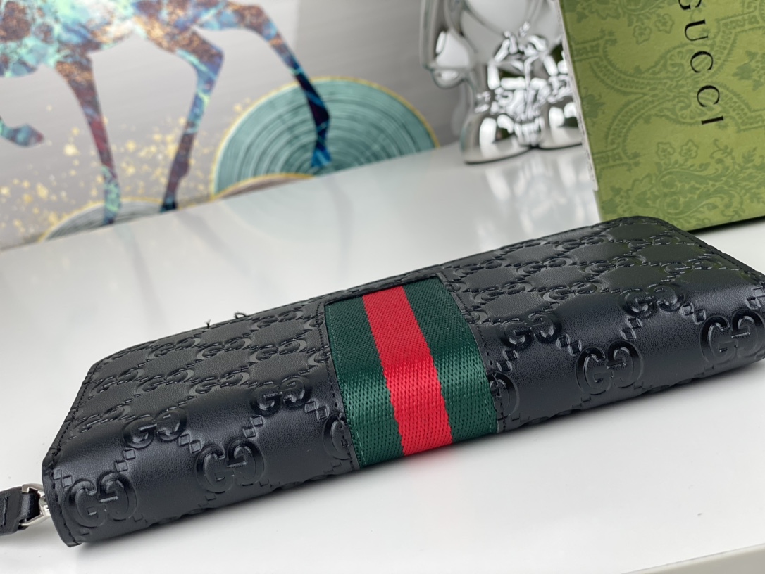 Gucci Signature Web Zip Around Wallet Black Standard everyday