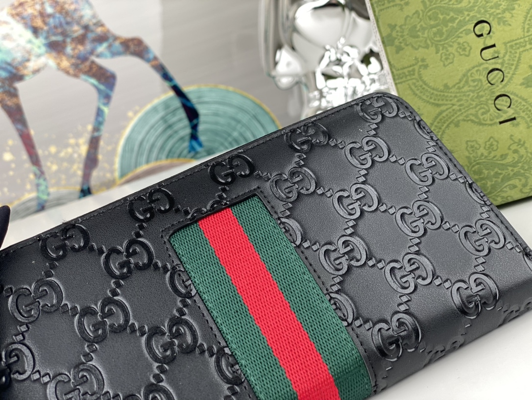 Gucci Signature Web Zip Around Wallet Black Standard everyday