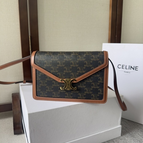 Celine Large WOC Envelope Bag in Triomphe Canvas with Leather Strap 1 Celine Large WOC Envelope Bag in Triomphe Canvas with Leather Strap