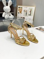 Aquazzura Shoes High Heel Pumps Sandals Gold Cowhide Genuine Leather Spring/Summer Collection Fashion