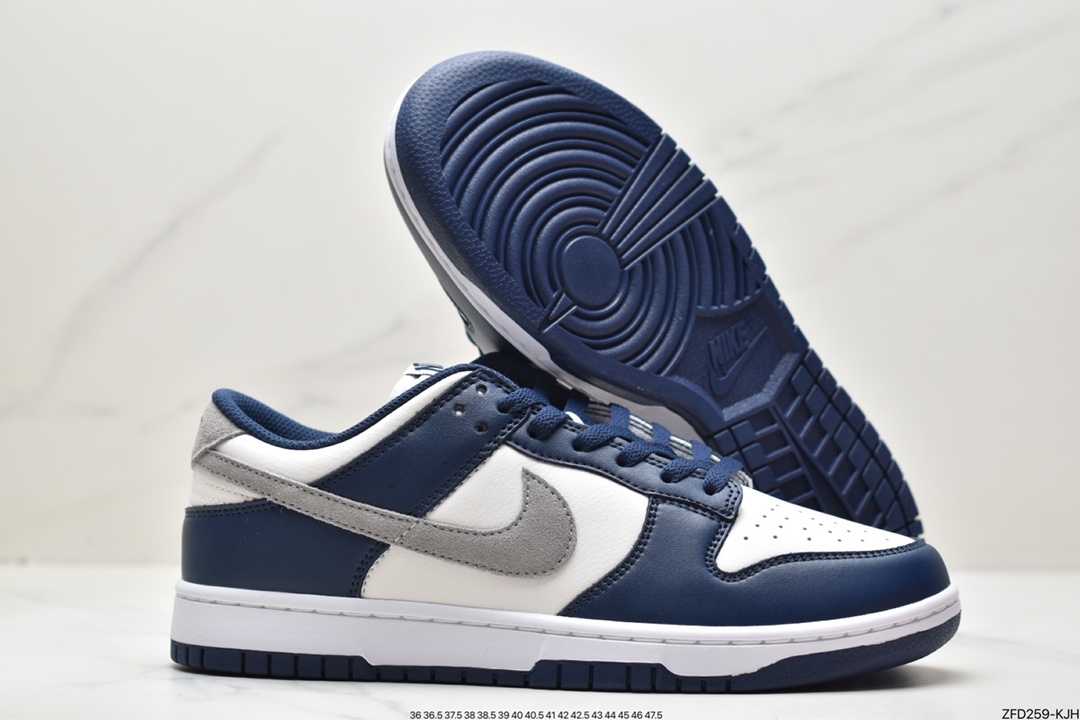 280 Nike SB Dunk Low”Midnight Navy”扣篮系列低帮休闲运动滑板板鞋“新午夜蓝白灰”FD9749-400