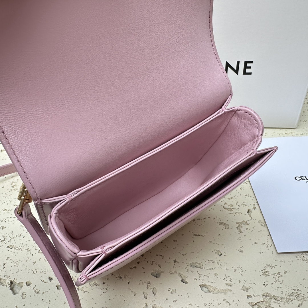 🆕BESACE TRIOMPHE迷你亮泽牛皮革手袋6 X 5 X 2英寸(15.5 X 11.5 X 5