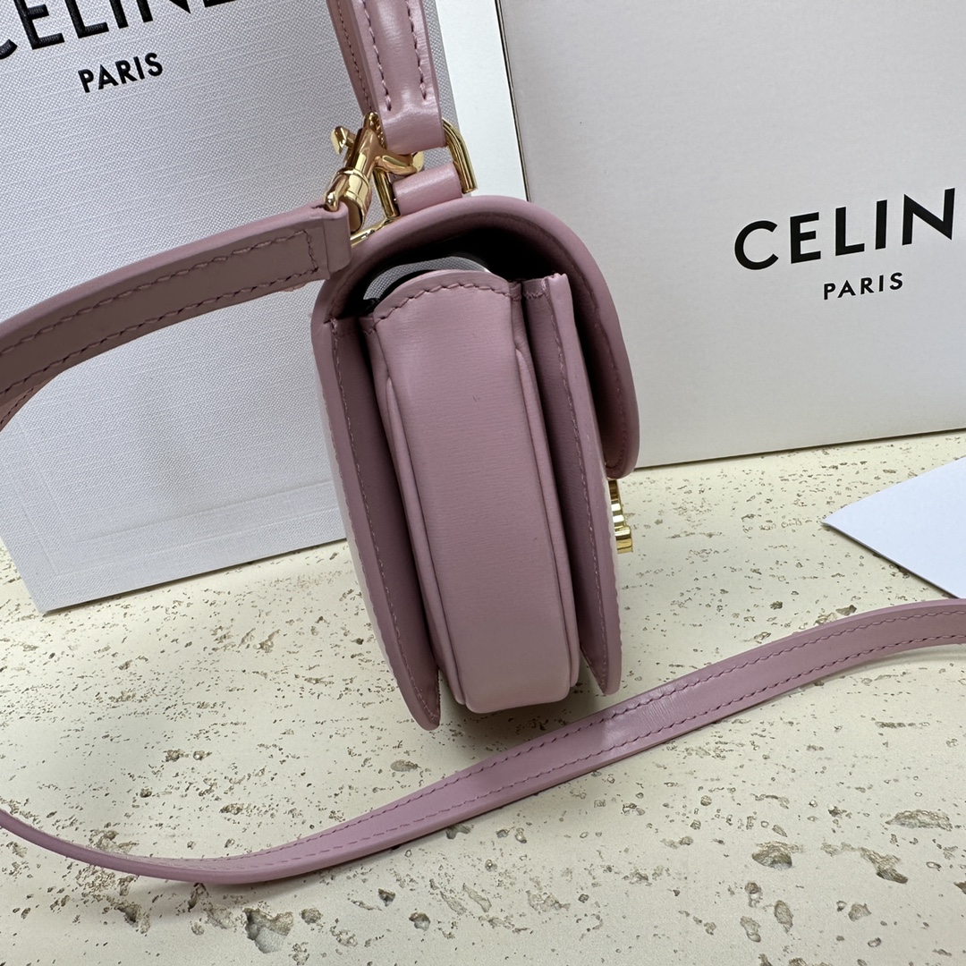 🆕BESACE TRIOMPHE迷你亮泽牛皮革手袋6 X 5 X 2英寸(15.5 X 11.5 X 5