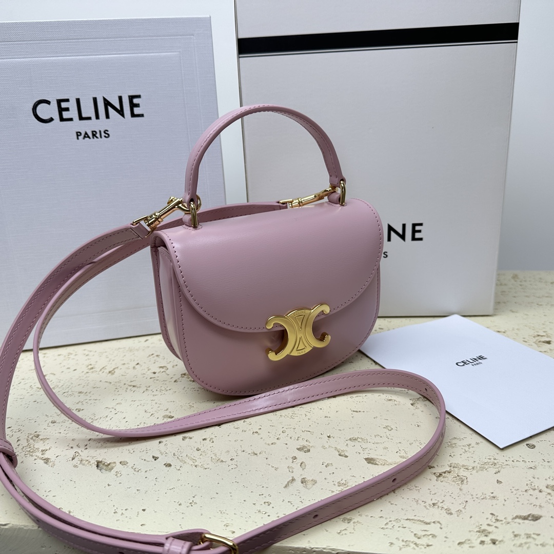 🆕BESACE TRIOMPHE迷你亮泽牛皮革手袋6 X 5 X 2英寸(15.5 X 11.5 X 5