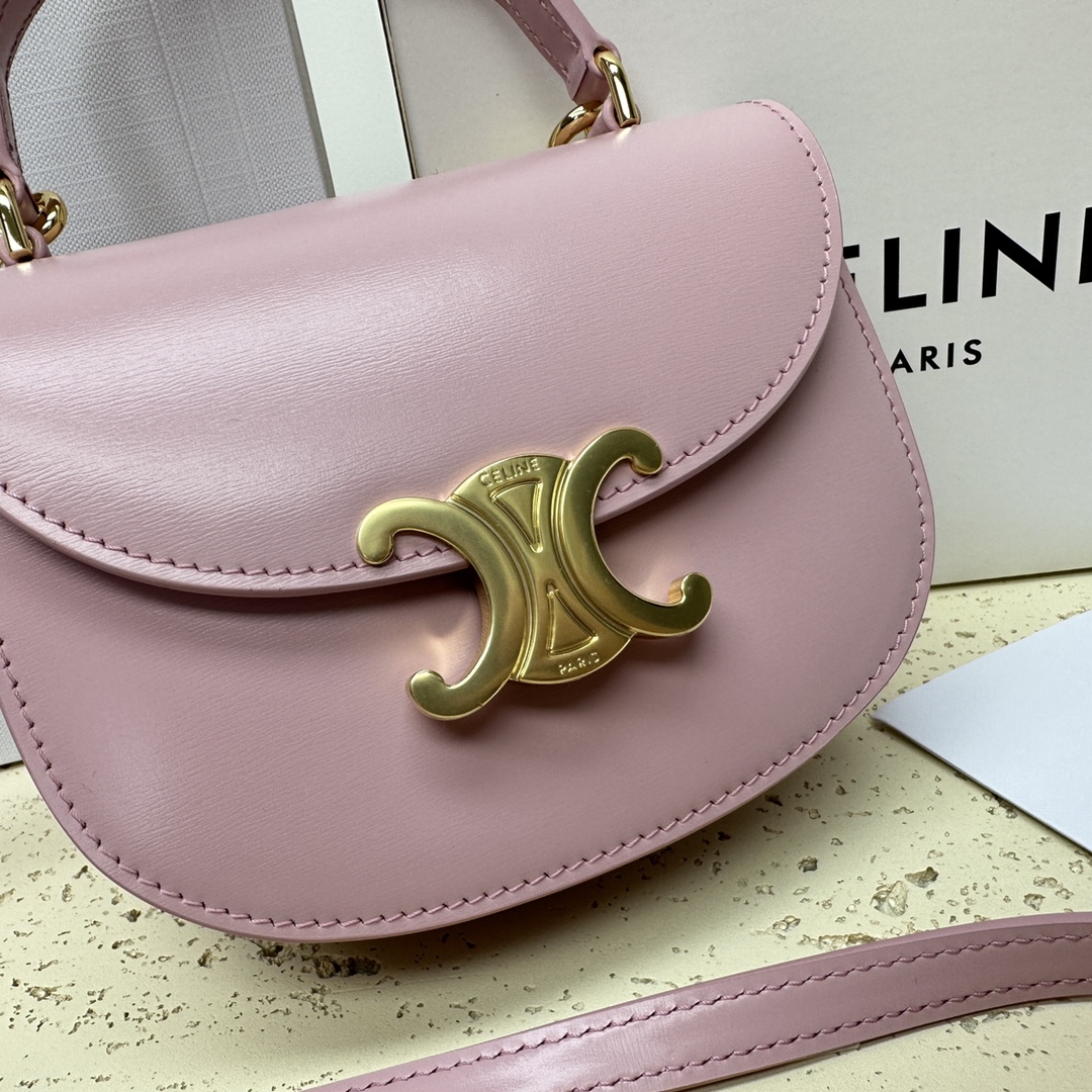 🆕BESACE TRIOMPHE迷你亮泽牛皮革手袋6 X 5 X 2英寸(15.5 X 11.5 X 5