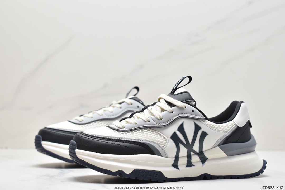 MLB Chunky Liner New York Yankees Senior Shoes Series Low-top Running Shoes ”Leather White and Red NY Print” 3ASHRJ13N (GP004C)