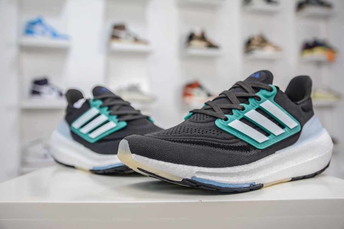 Adidas Pure Boost 2023 Light ”Dark Grey/Green/White” 23 Edition Light Boost UB Series Low-top Jogging Shoes ”Knitted Carbon Gray White Green” HQ6342