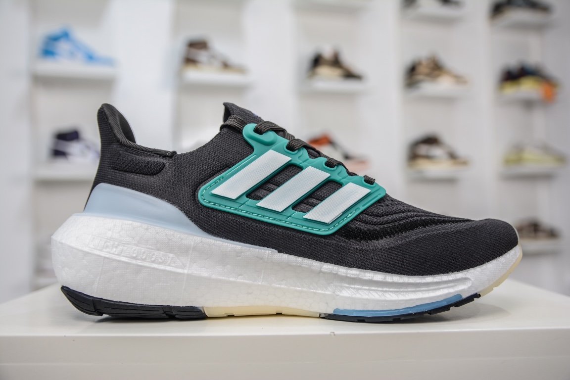 Adidas Pure Boost 2023 Light ”Dark Grey/Green/White” 23 Edition Light Boost UB Series Low-top Jogging Shoes ”Knitted Carbon Gray White Green” HQ6342