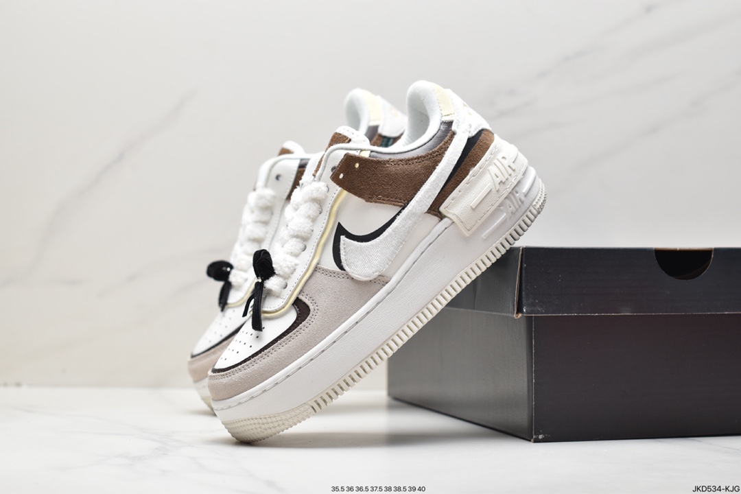 160 耐克Nike WMNS Air Force 1 Shadow 马卡龙空军一号轻量增高低帮百搭板鞋 FB1857-111