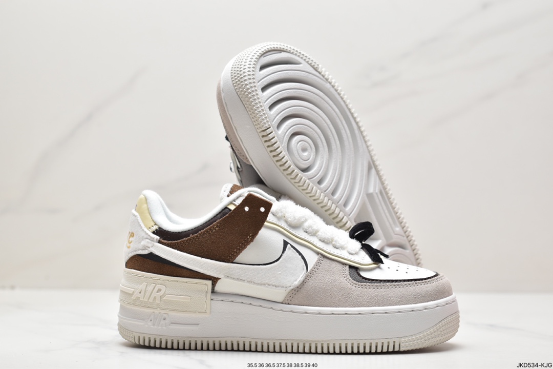 160 耐克Nike WMNS Air Force 1 Shadow 马卡龙空军一号轻量增高低帮百搭板鞋 FB1857-111