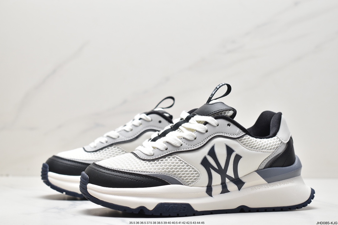 MLB Chunky Liner New York Yankees Senior Shoes Series Low-top Running Shoes ”Leather White and Red NY Print” 3ASHRJ13N (GP004C)