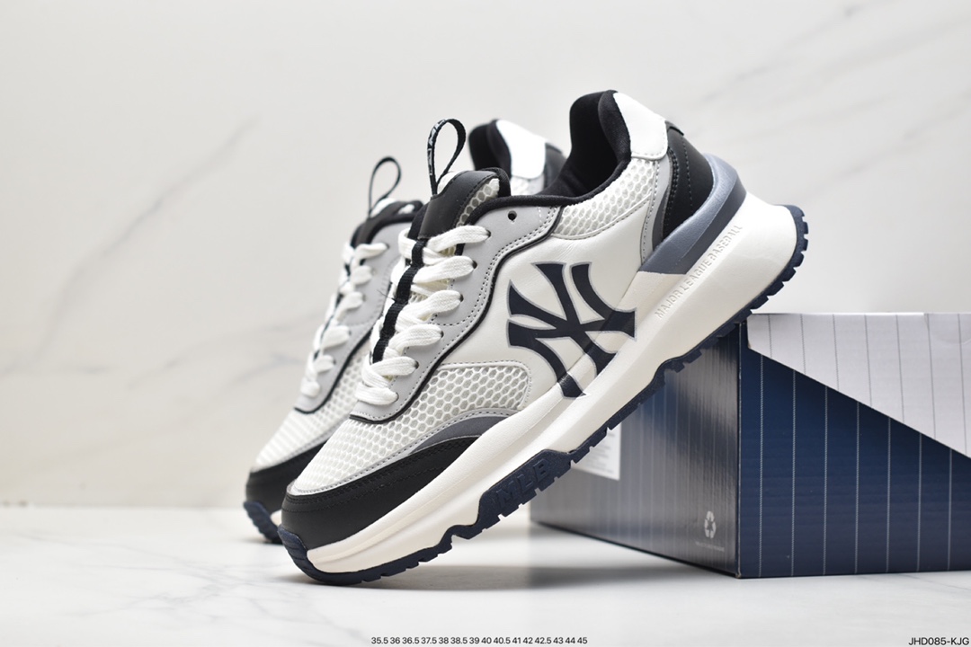 MLB Chunky Liner New York Yankees Senior Shoes Series Low-top Running Shoes ”Leather White and Red NY Print” 3ASHRJ13N (GP004C)