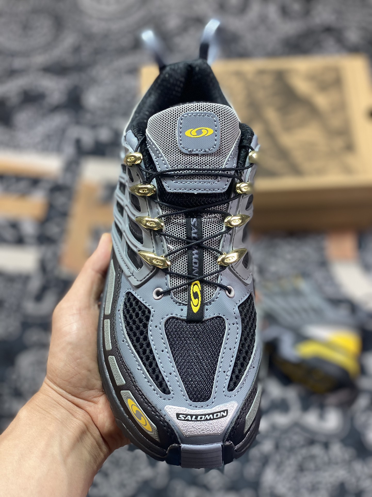 320 Salomon ACS Pro Advanced”Quit Shade/Black”先行系列低帮运动鞋“深灰黑金”416392