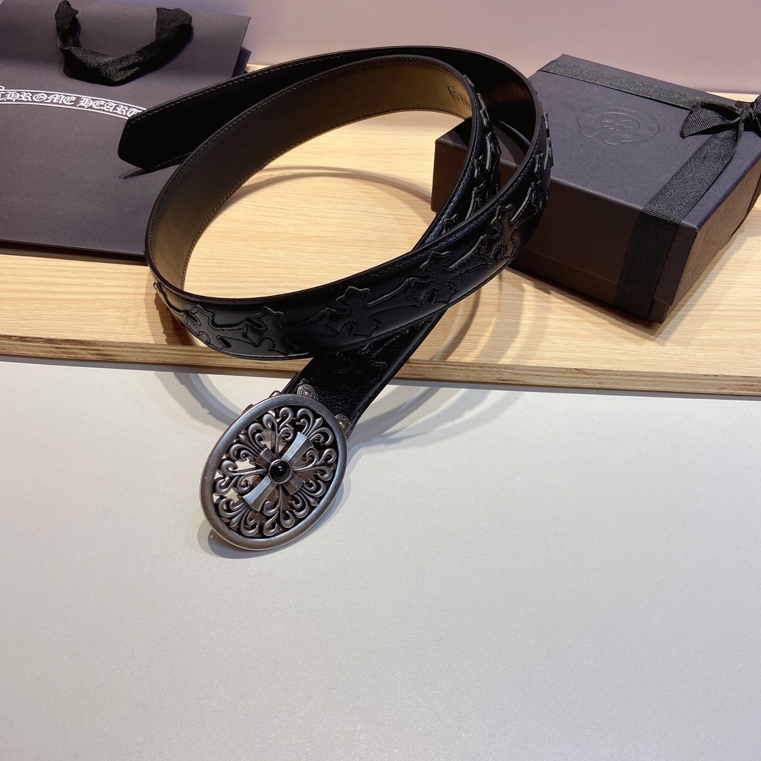 크롬하츠 양면 소가죽 십자가 벨트 상세 이미지 2