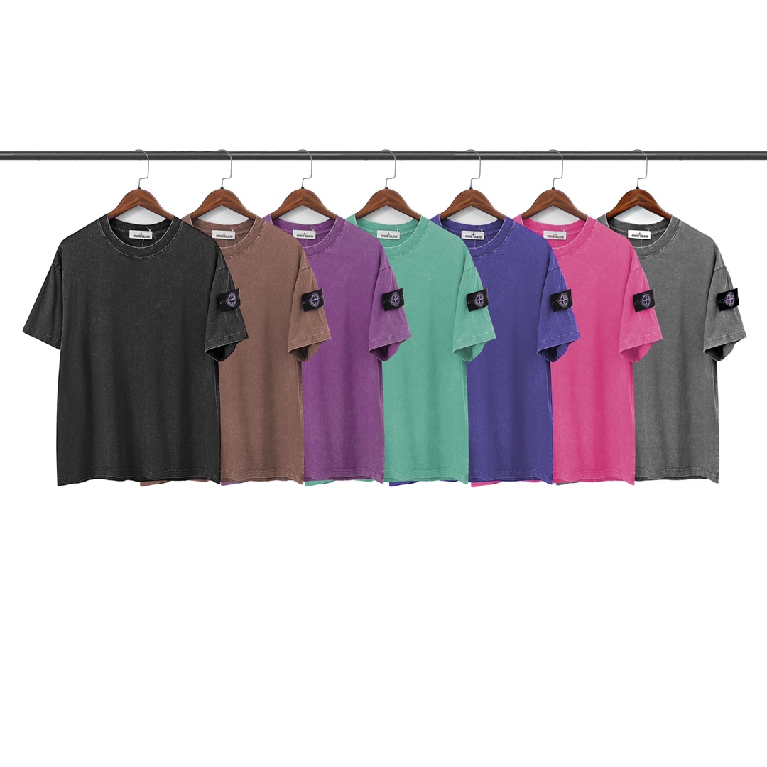 Stone Island Clothing T-Shirt Black Blue Brown Green Grey Pink Purple Cotton Summer Collection Vintage Short Sleeve