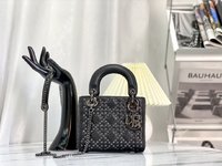 Dior Bags Handbags Black Silver Sheepskin Lady Chains