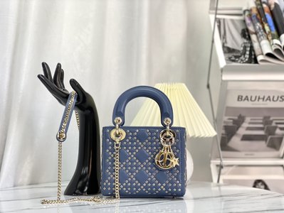 Dior Bags Handbags Blue Silver Sheepskin Lady Chains