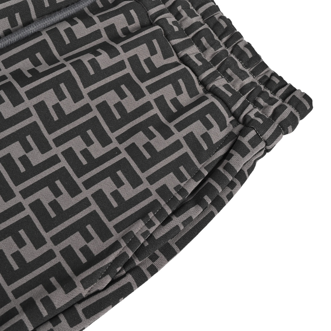 Fendi/芬迪 23ss 满印双F短裤 低调奢华 FD经典元素 上身休闲舒适 灰色 酒红