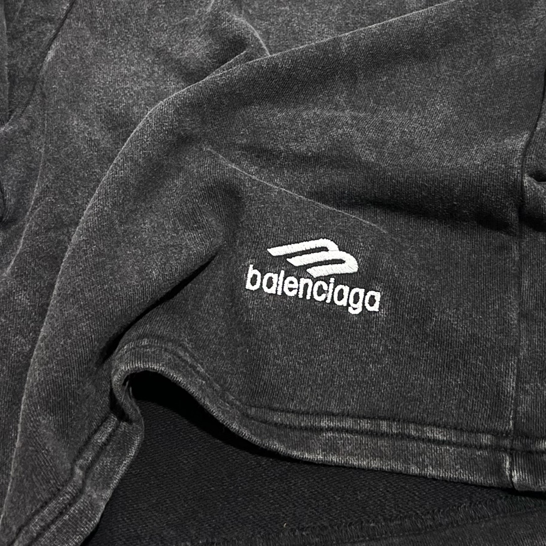 190 BALENCIAGA/巴黎世家限定款小标刺绣水洗做旧款休闲短裤