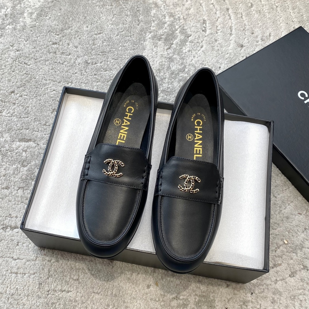CHANEL Mules Loafers | Vintage Elegant Loafers | Double C Metal Buckle + Oiled Wax Calfskin