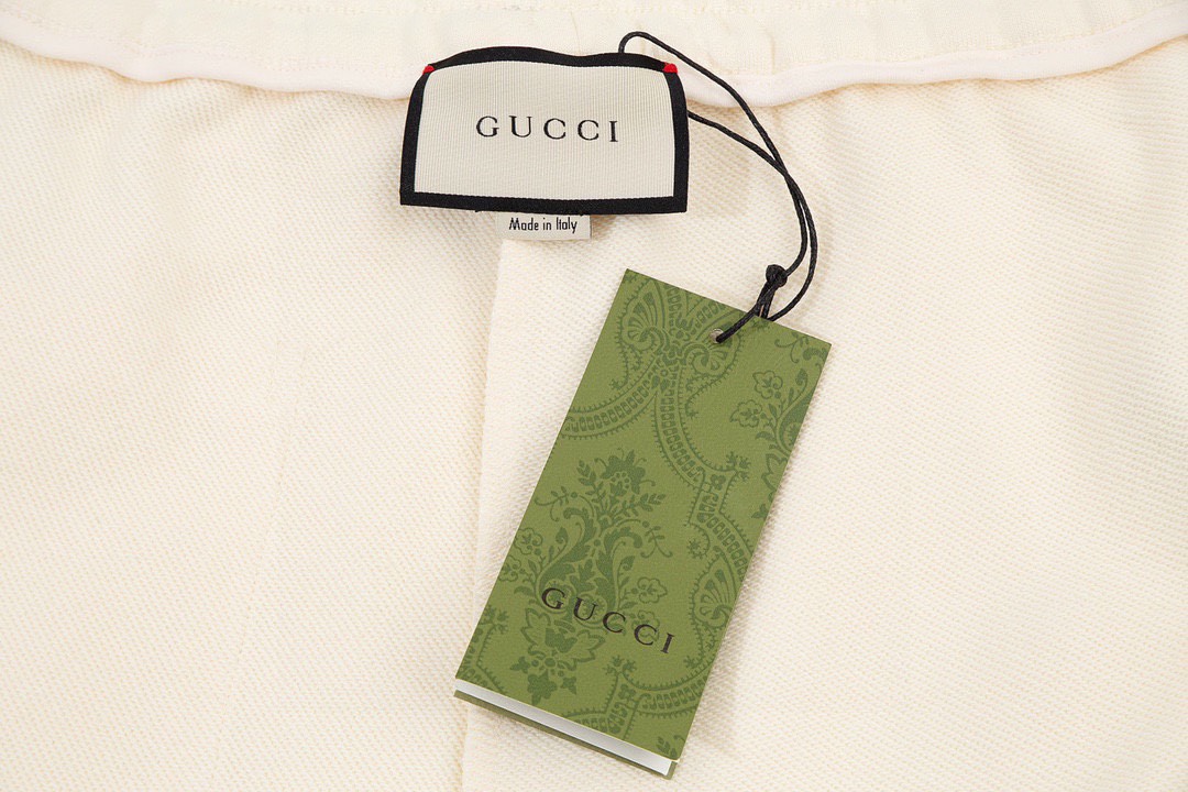 古驰/Gucci 夏季新款 侧边字母Logo织带反光条毛圈五分短裤