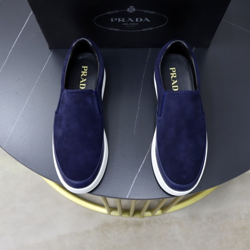 Prada Men's Blue Suede Slip-On Sneakers - Stylish Comfort & Original Quality 1 Prada Men's Blue Suede Slip-On Sneakers - Stylish Comfort & Original Quality