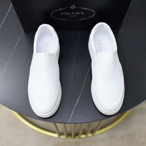 Prada White Leather Slip-On Sneakers for Men - Stylish and Comfortable 1 Prada White Leather Slip-On Sneakers for Men - Stylish and Comfortable