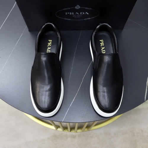 Prada Men's Black Leather Slip-On Sneakers - Comfortable & Stylish 1 Prada Men's Black Leather Slip-On Sneakers - Comfortable & Stylish