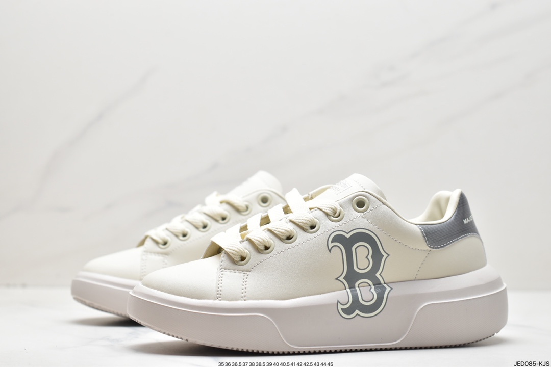 MLB Chunky Liner New York Yankees Senior Shoes Series Low-top Jogging Shoes ”Leather White Black NY Print”