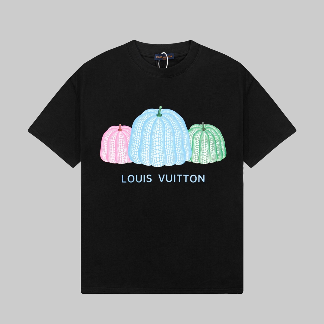 P75 LOUIS VUITTON Camiseta de manga corta con estampado de calabaza 🎃 de colores. Tejido personalizado teñido en tina …