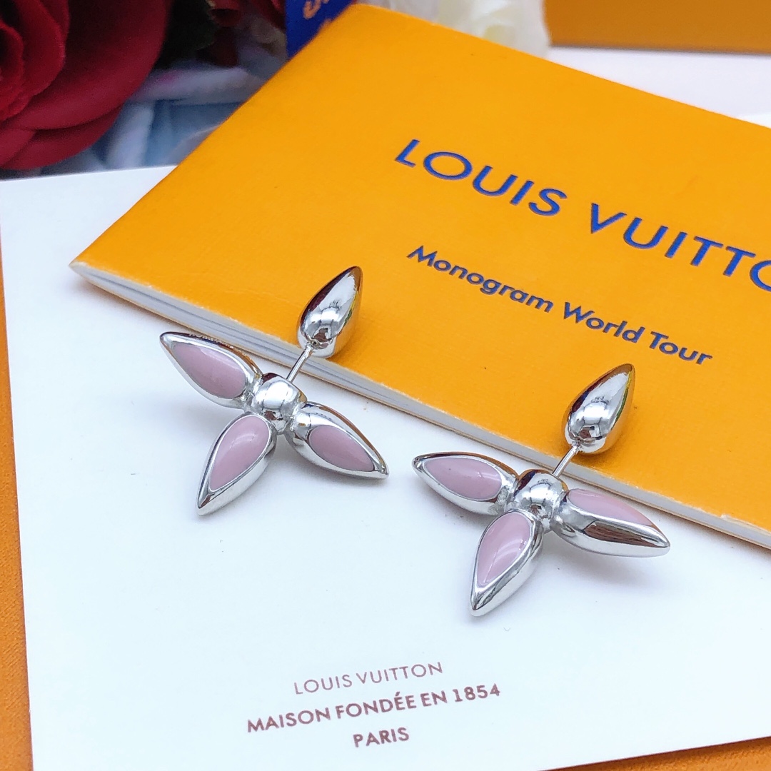 Louis Vuitton Jewelry Earring Pink Yellow Brass