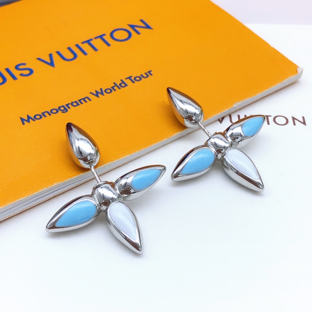 Louis Vuitton Jewelry Earring Blue Pink Yellow Brass