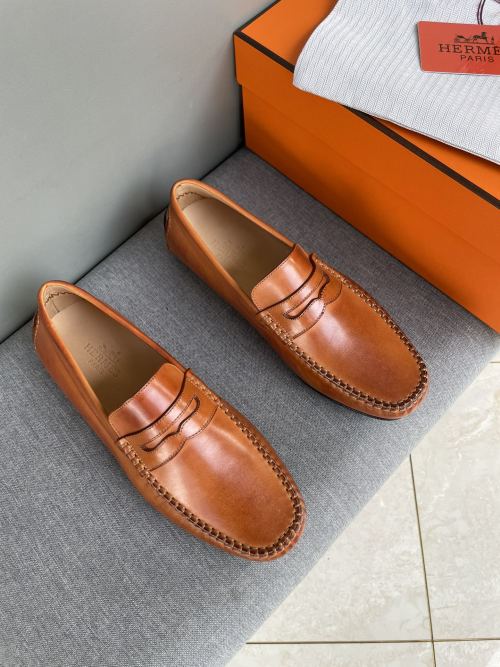 Hermes Men's Handmade Leather Driving Loafers, Slip-Ons, Moccasins Casual Shoes 1 Hermes Men's Handmade Leather Driving Loafers, Slip-Ons, Moccasins Casual Shoes