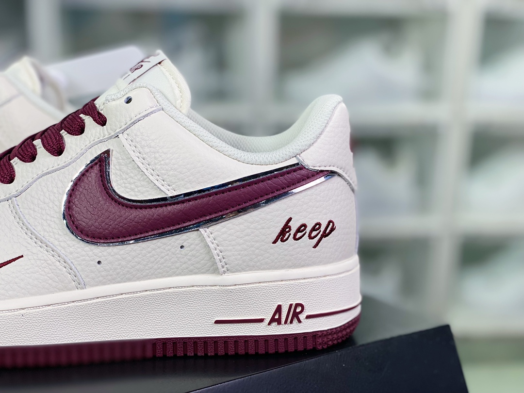 Air Force 1'07 LOW ”White /Vine Red /Silver” Air Force No. 1 Shoes ”Leather Rice Ball Red Silver Hook” BM2023-102